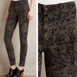 Pilcro And The Letterpress Corduroy Floral Ankle Pants Size 26 Green Floral